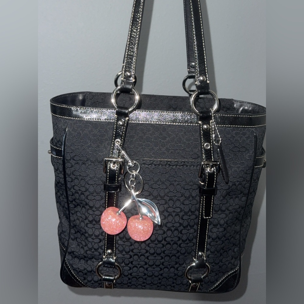 vintage Coach Signature tote bag in black signature canvas - Picture 2 of 6